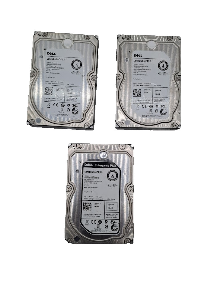 Lot of 3 Dell /Seagate ST3000NM0023 3TB 7.2K RPM 3.5'' Constellation SAS