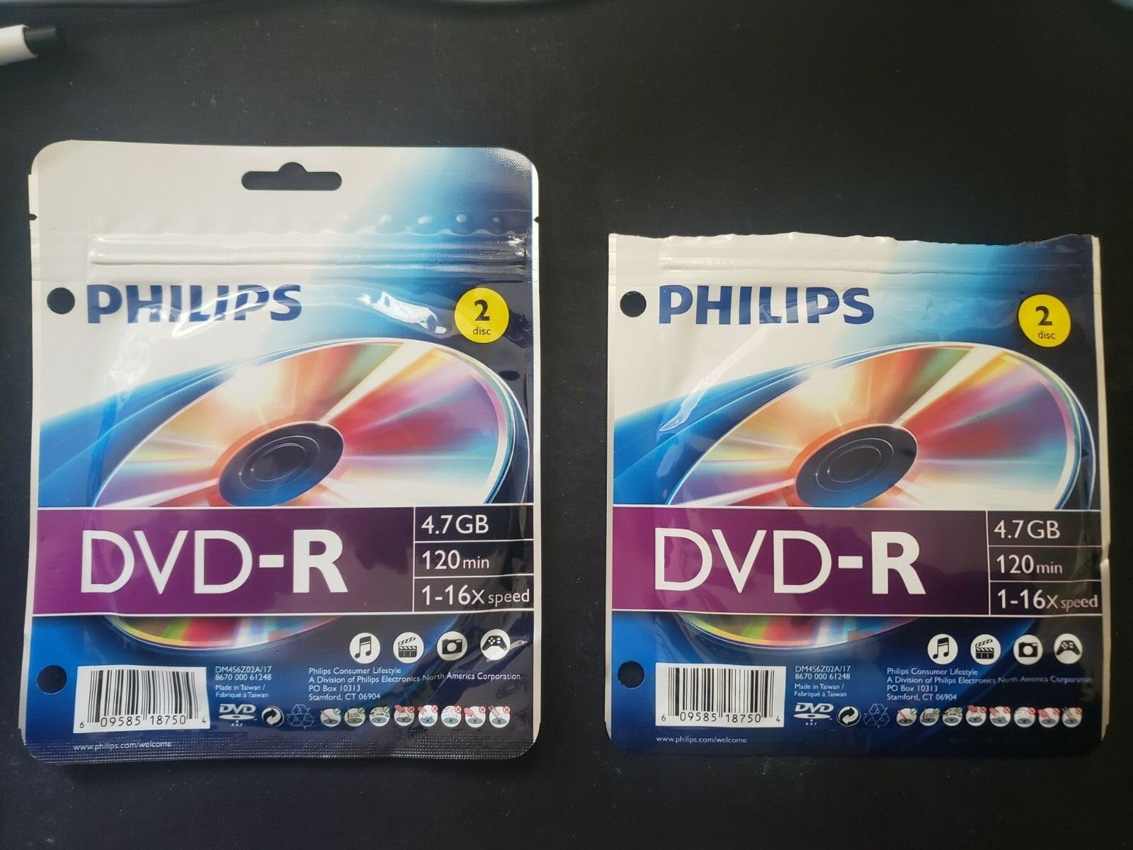2x Philips Dvd- R 2 Pack Disc 4.7 GB 120 Min 1-16x Speed Brand New