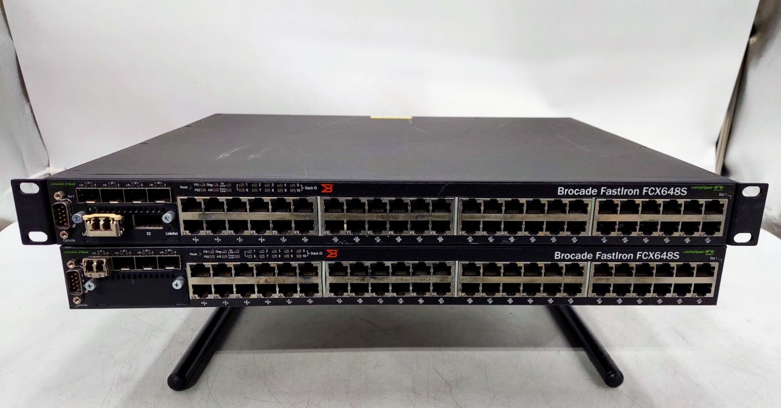 LOT OF 2 Brocade FCX648S FastIron 48 Port Gigabit Managed Switch Dual PSU