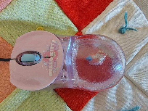 Hello Kitty Liquid Fill Computer Mouse Pink Lights Up Vintage Optical USB Works