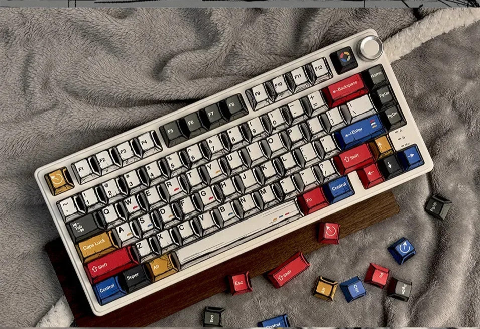 Colorful Comic Style Keycaps Set 136 Keys OEM Height Mechanical Keyboard Caps