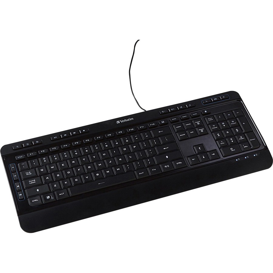 Verbatim Illuminated Wired Keyboard w/Number Pad, Black 99789