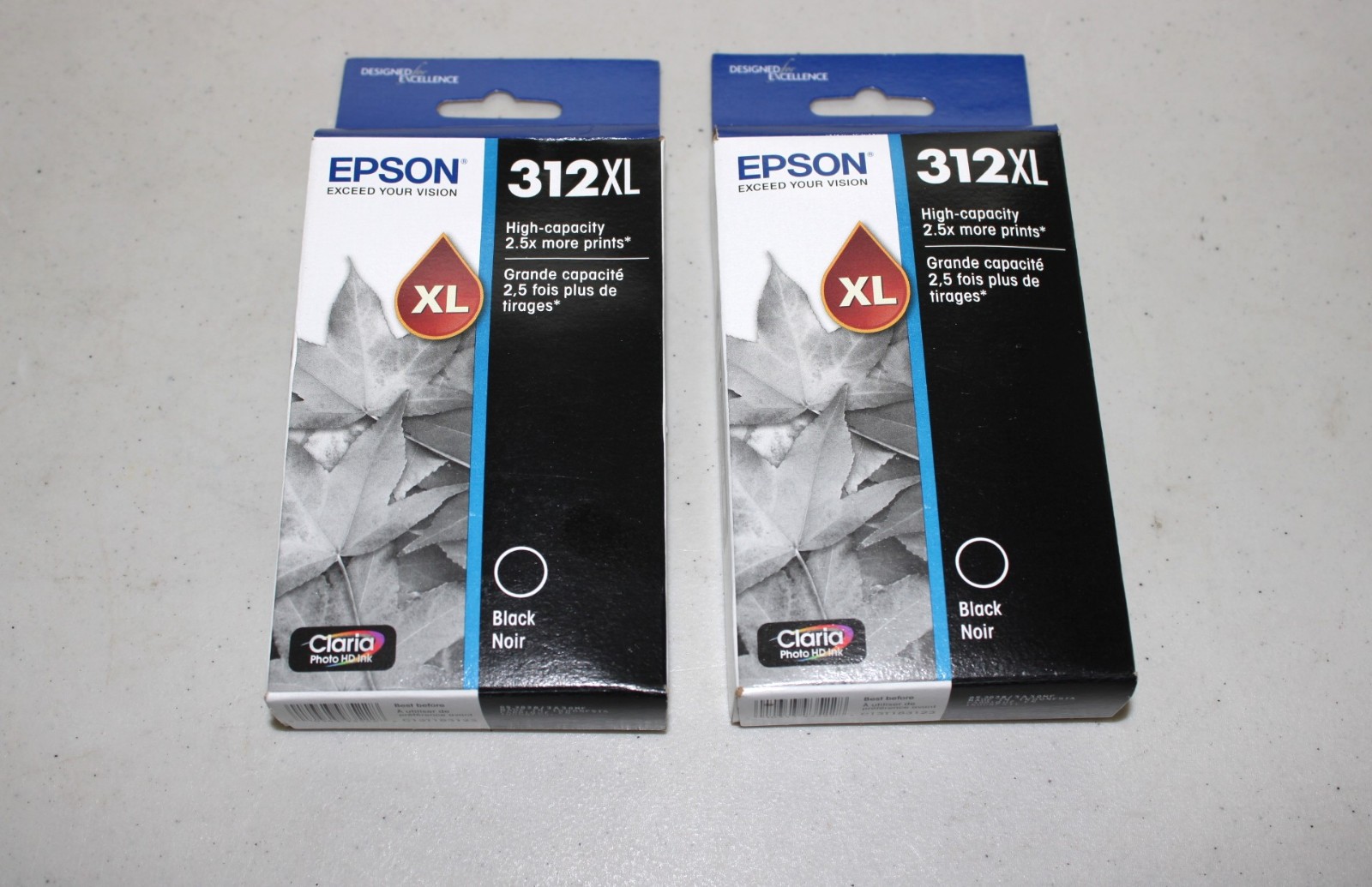 (2) Genuine Epson 312XL Black Ink Cartridges Expiration 5/2026 SEALED 