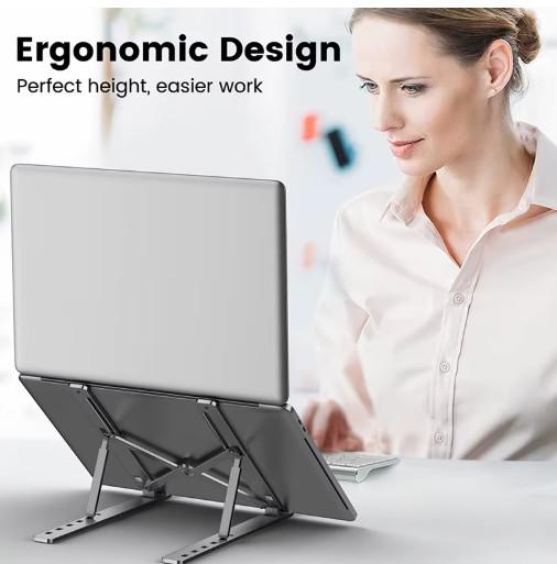 Premium Adjustable Aluminum Laptop Stand Ergonomic Foldable Notebook Holder Desk