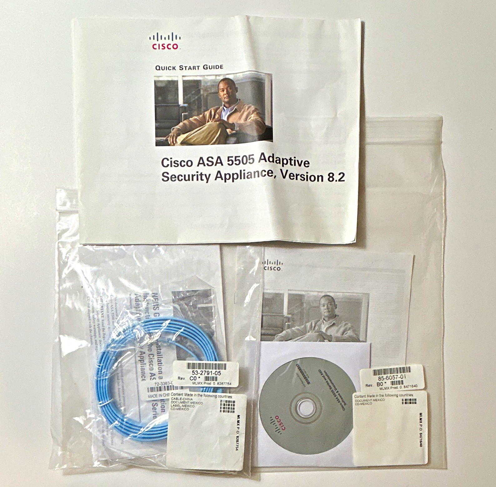Cisco ASA 5505 Firewall v8.2 Quick Start Guide CD Kit w/ Console Cable