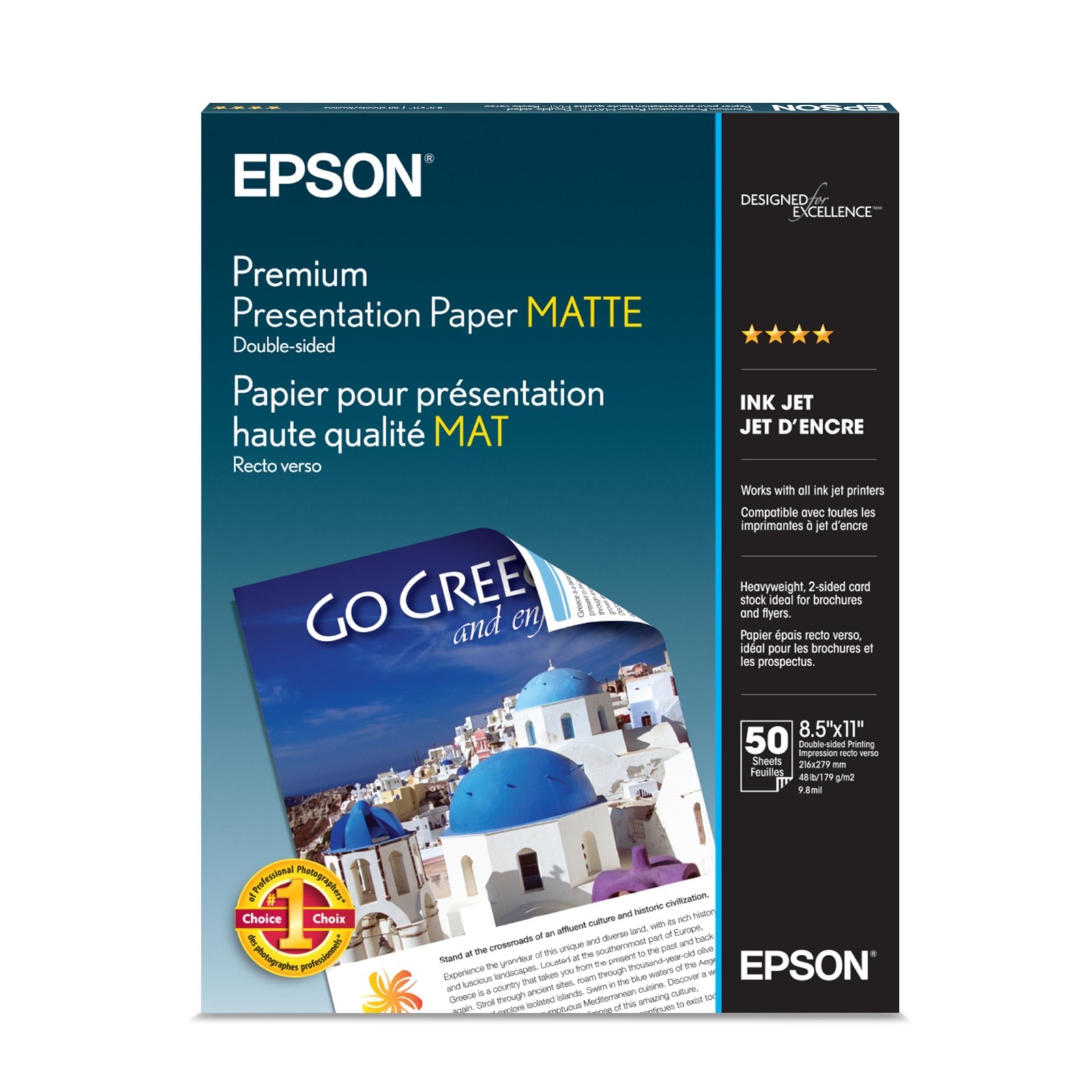 Epson Premium Presentation Paper Matte Double-Sided 8.5x11 50 Sheets S041568