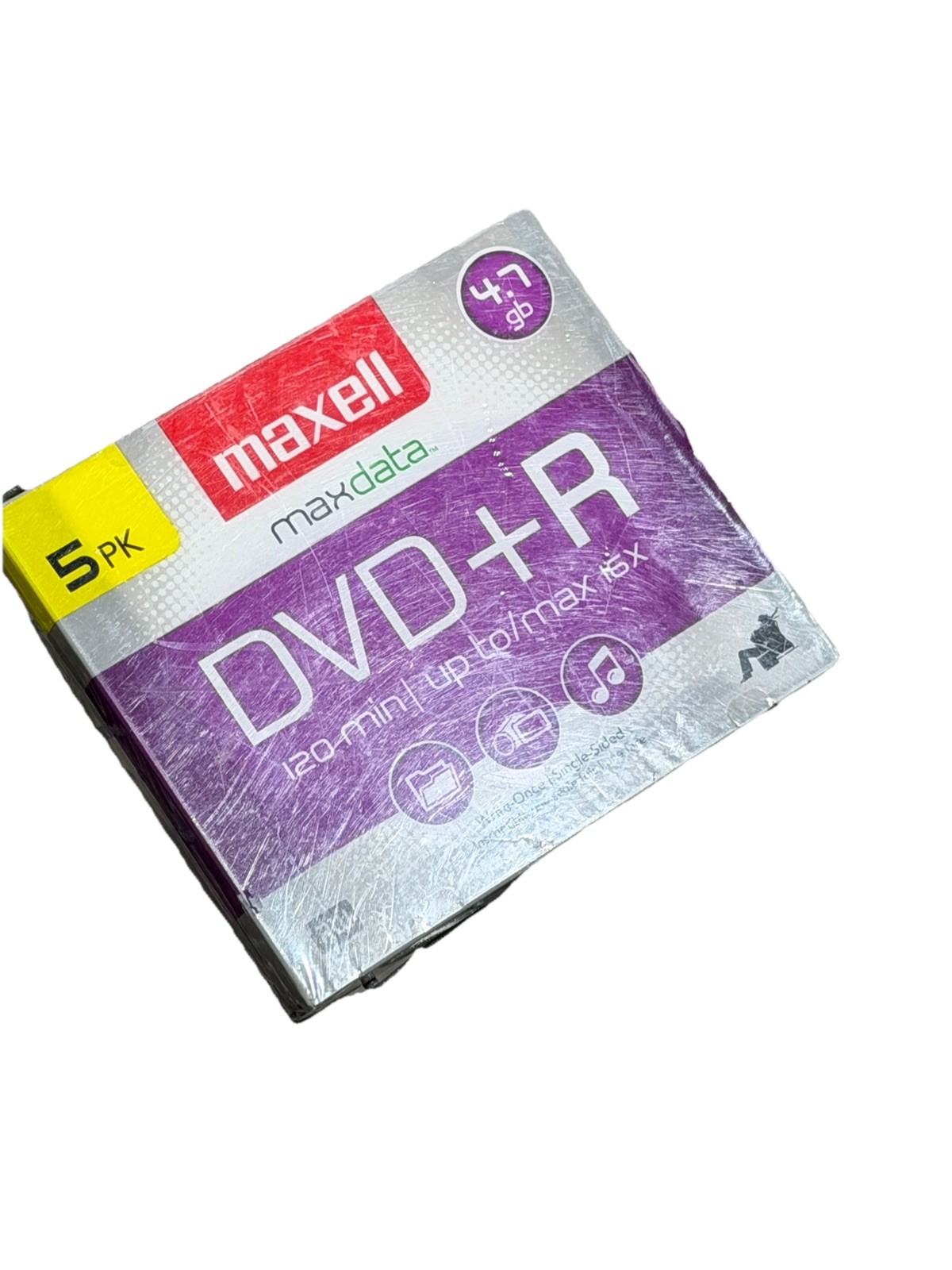 Maxell DVD Recordable Media - DVD+R - 16x - 4.70 GB - 5 Pack New Sealed