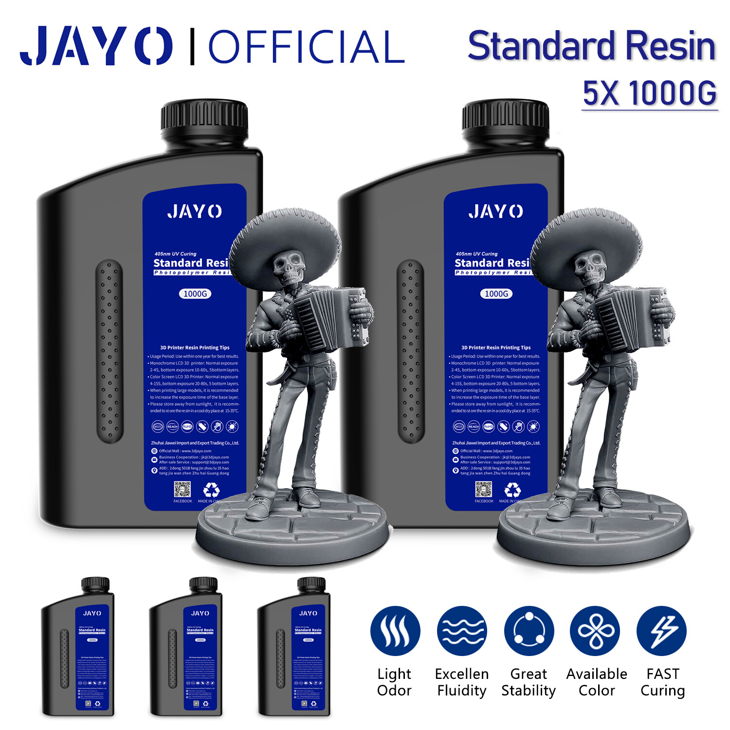 JAYO 5KG Standard Resin 3D Printer LCD DLP 405nm Rapid UV Photopolymer Low Odor