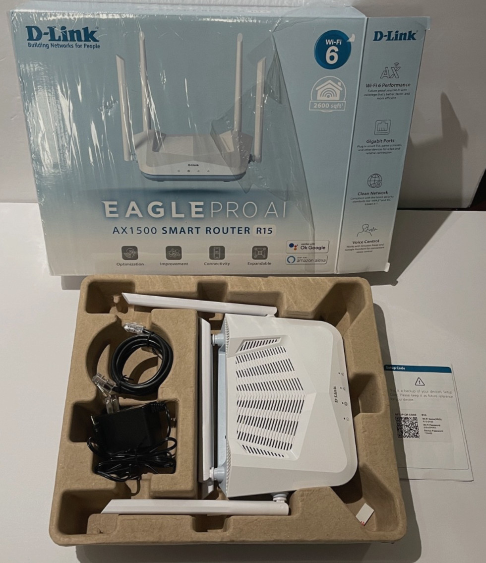 D-Link WiFi 6 Router, AX1500 Ai Series 802.11AX Smart Home Wireless Internet ...
