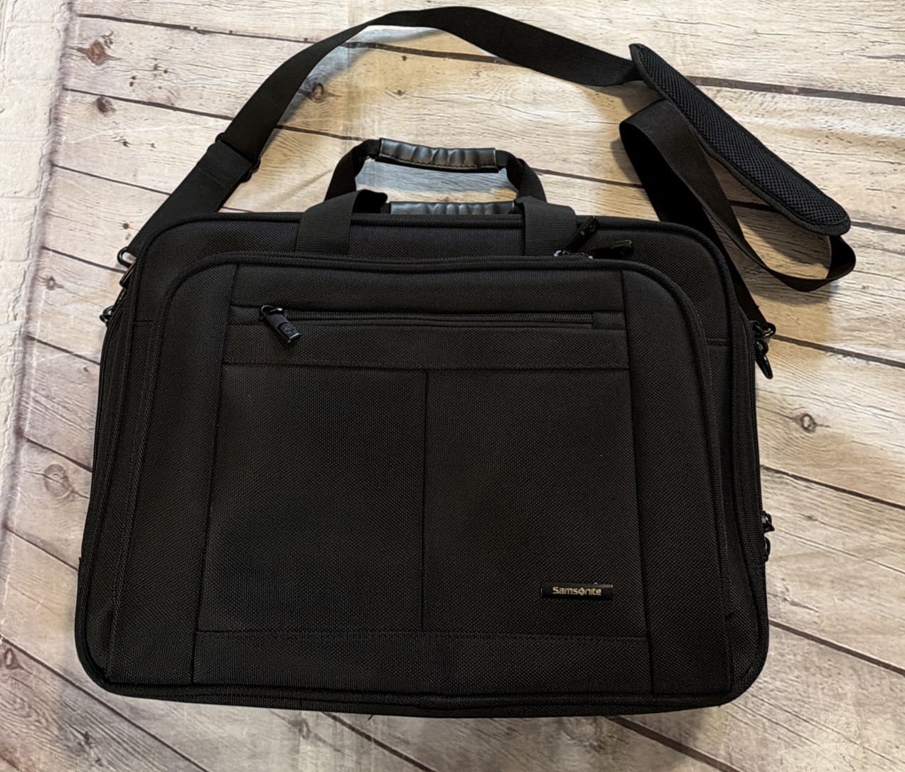 Samsonite Black Laptop Briefcase Business Bag Multi Compartment Shoulder Strap