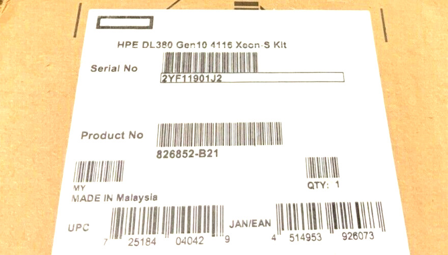 HPE Intel Xeon Silver 4116 2100Mhz 16.5MB Cache 12 Core Processor 826852-B21