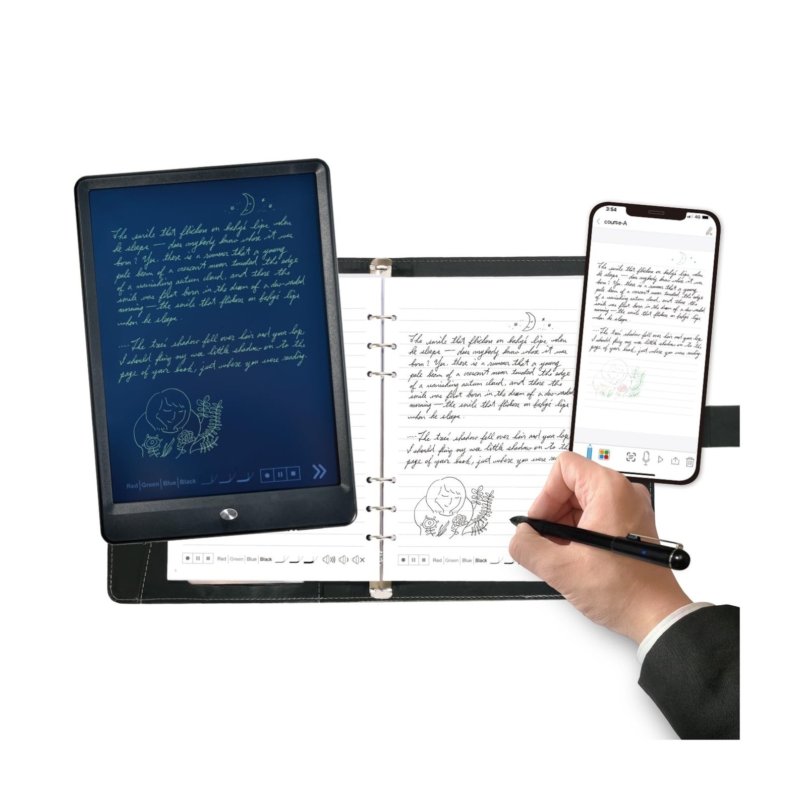 Smart Pen+Notebook+Tablet, SmartPen Real-time Sync for Digitizing, Storing, a...