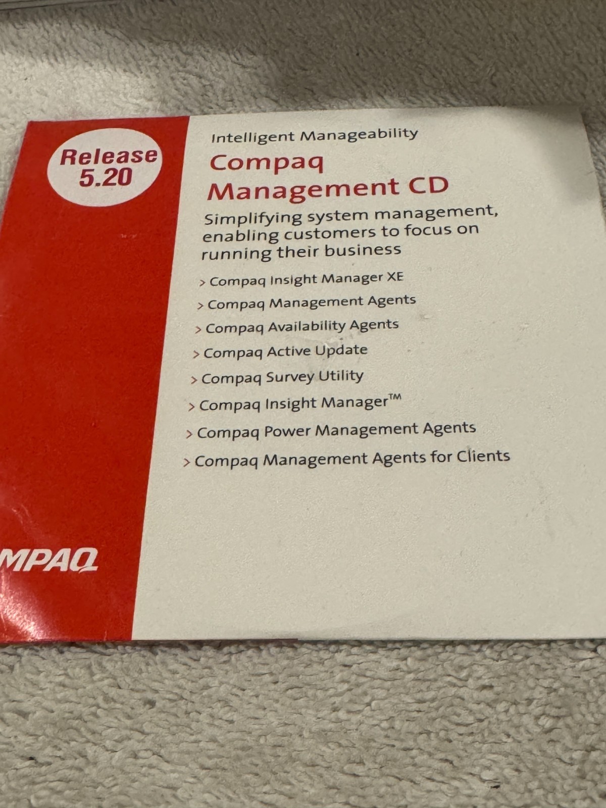 Compaq Management CD Release 5.20 - NEW/SEALED