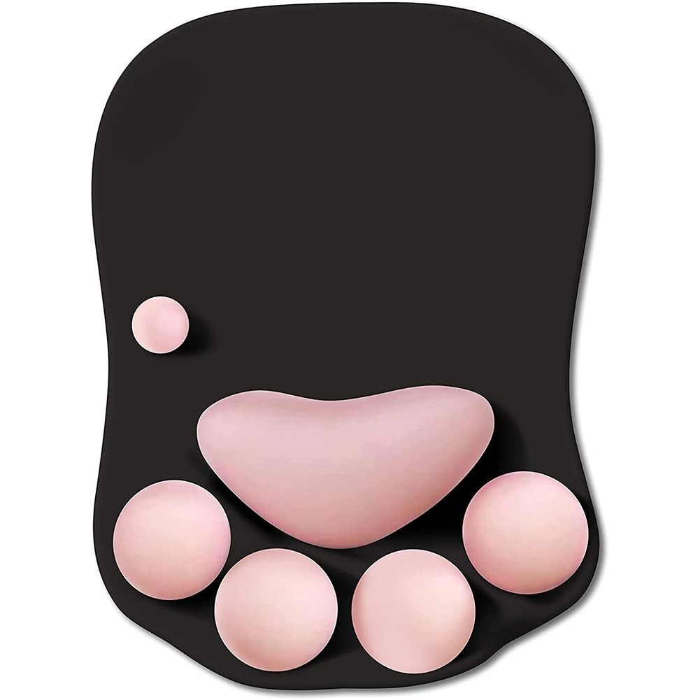 Cute Cat Paw Ergonomic Silicone Wrist Rest Mouse Pad 10.7x7.8" Black Cherry