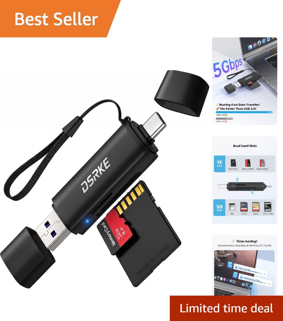 Travel-Friendly USB 3.0 SD Card Reader for Photography - Aluminum Design