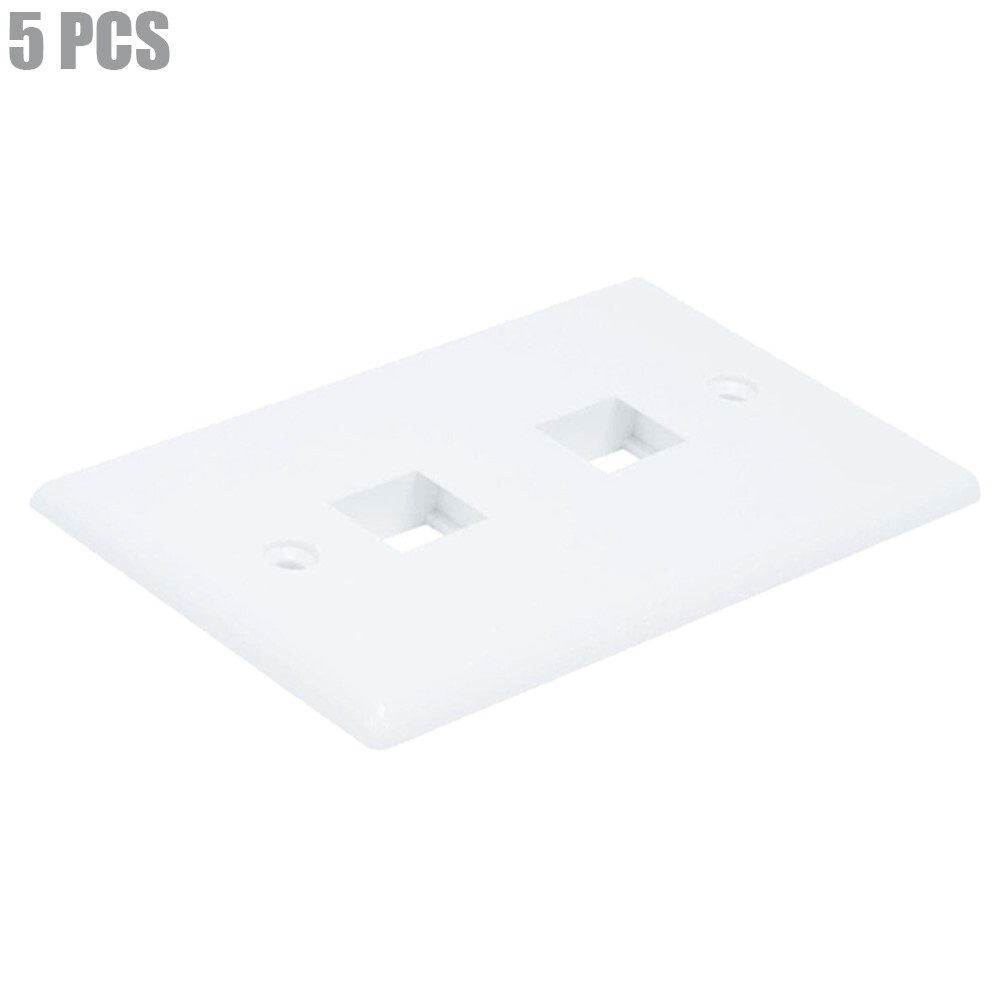 5 Pcs Single Gang Dual Port Hole Wall Plate Faceplate For Keystone Jack White