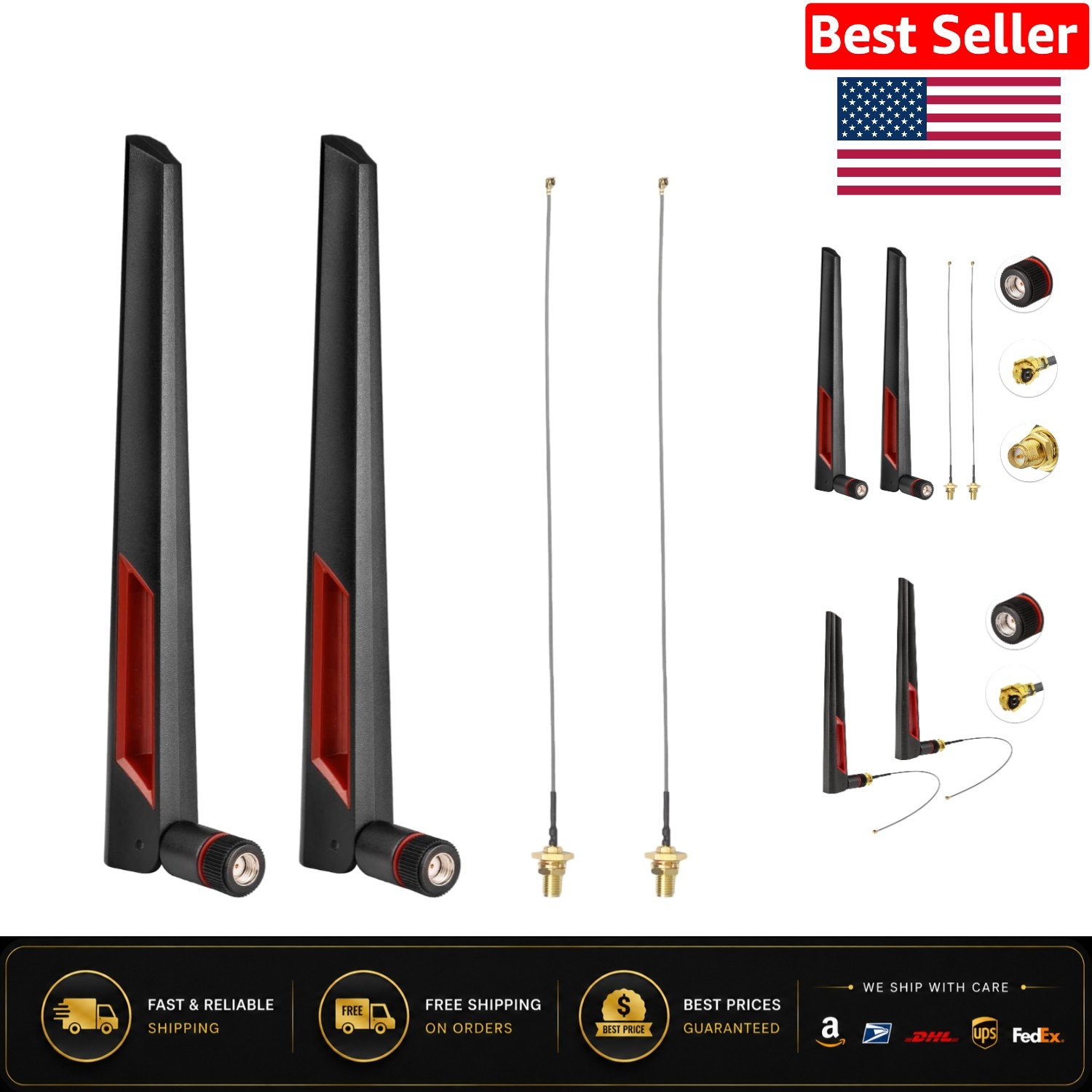 Versatile Dual Band WiFi Antenna Pack - 8dBi Gain RP-SMA for Routers & More