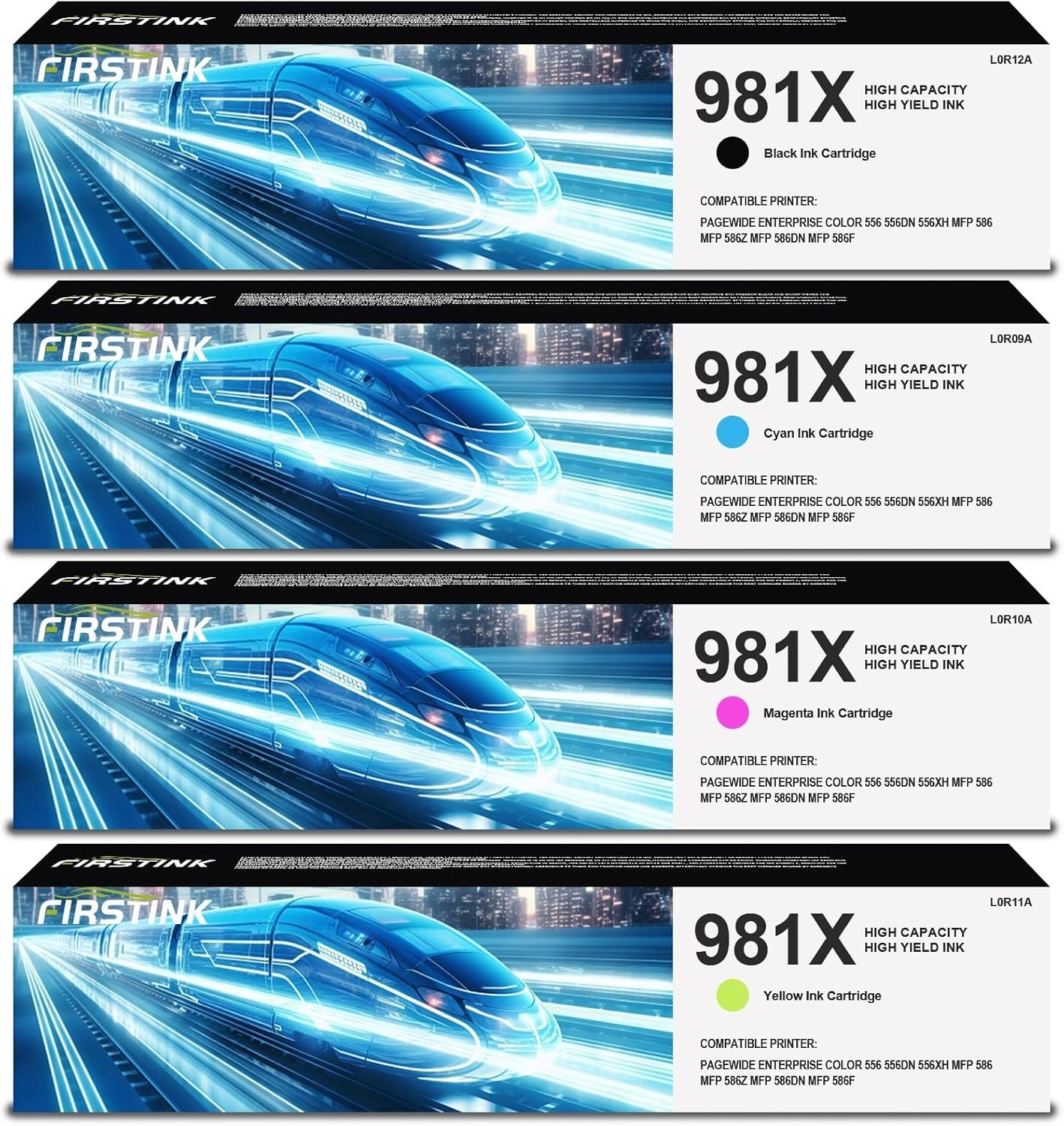981X High Capacity Ink Cartridges 4 Pack for PageWide Enterprise 556 586