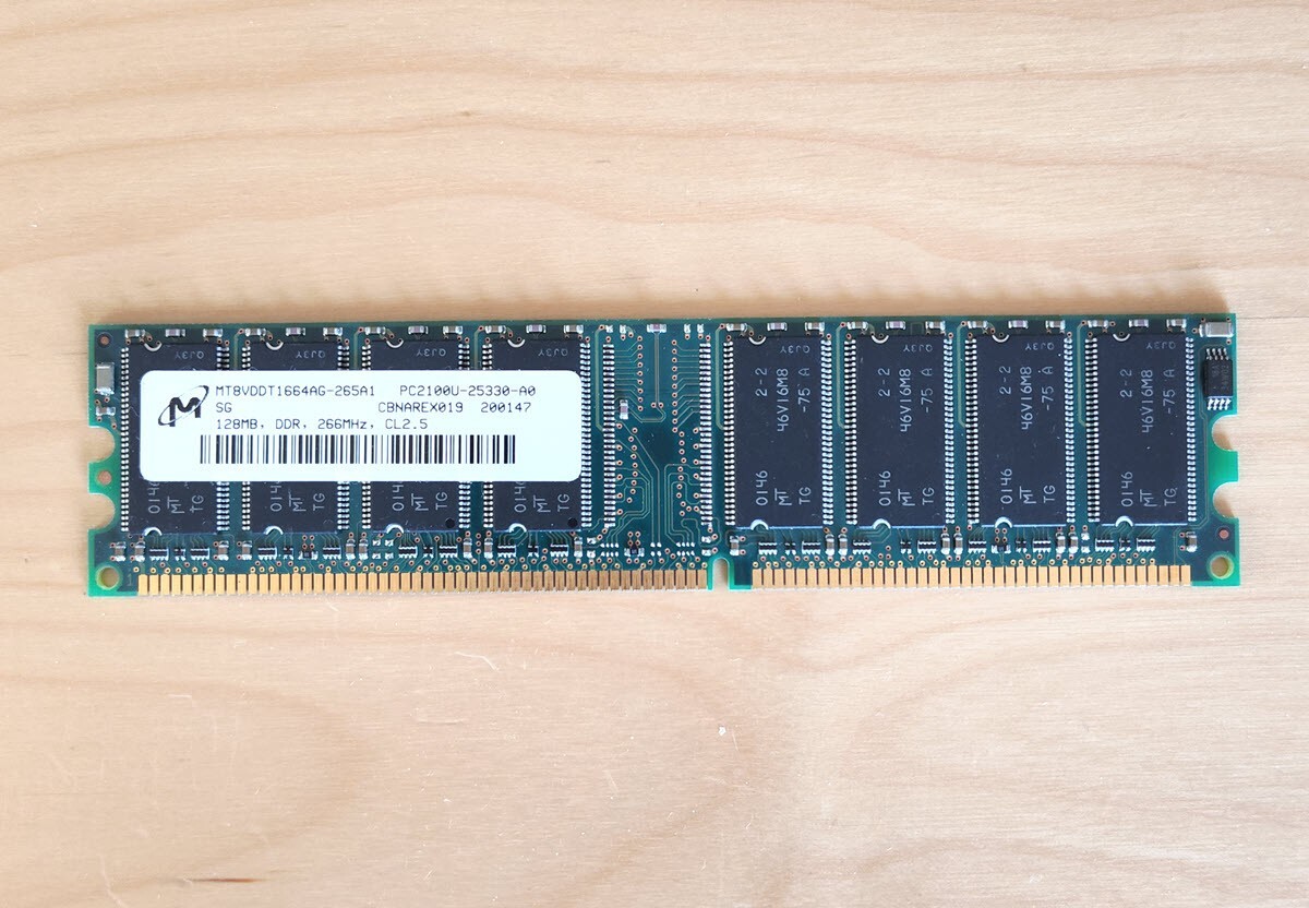 MICRON 128MB PC-2100U DDR-266 DIMM NON-ECC CL2.5 MT8VDDT1664AG-265A1