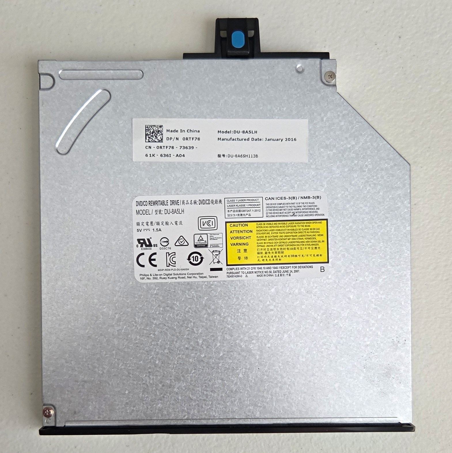 Philips & Lite-On DU-8A5LH SATA 8x 9.5mm Slim DVD+RW 0RTF78