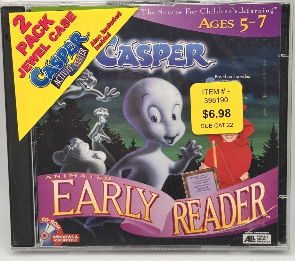 VINTAGE CASPER THE FRIENDLY GHOST & WENDY WITCH EARLY READER CD ROM 1998 PC MAC