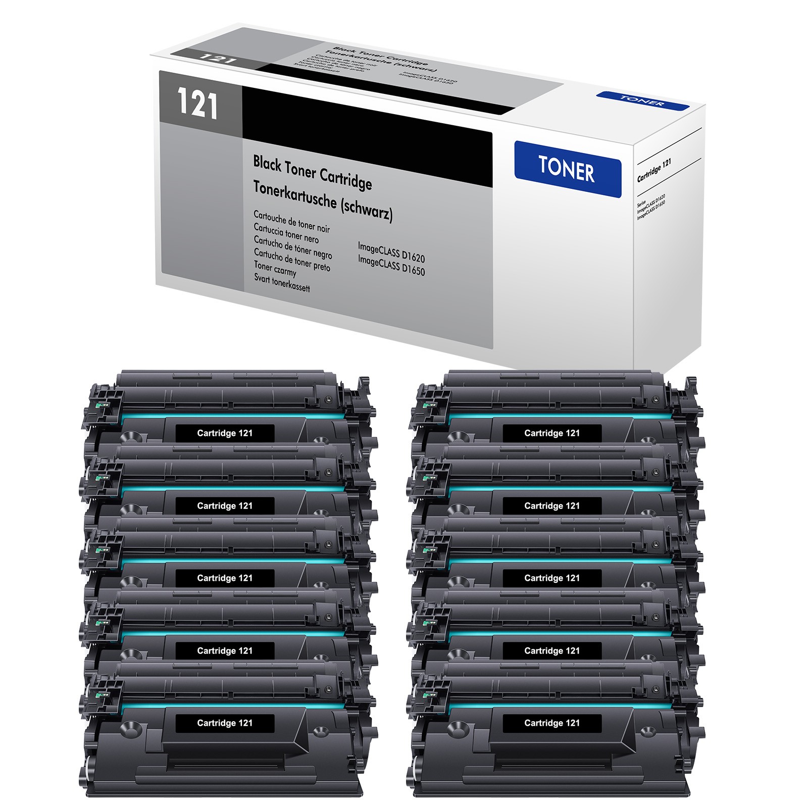 10 PK 3252C001 Black Toner Cartridge For Canon 121 Image Class D1650 D1620