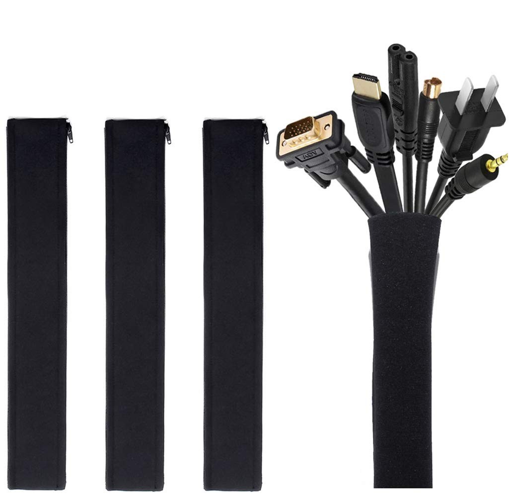 JOTO 4 Pack Cable Management Sleeve, 19-20 Inches Cord 4 Pack, 20 Inch, Black 