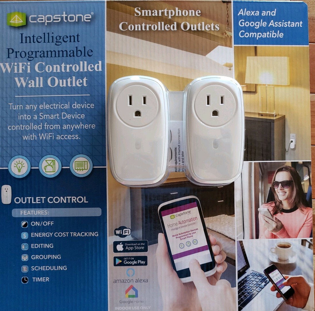 Capstone Intelligent Programmable WiFi Controlled Wall Outlets 2-Pack