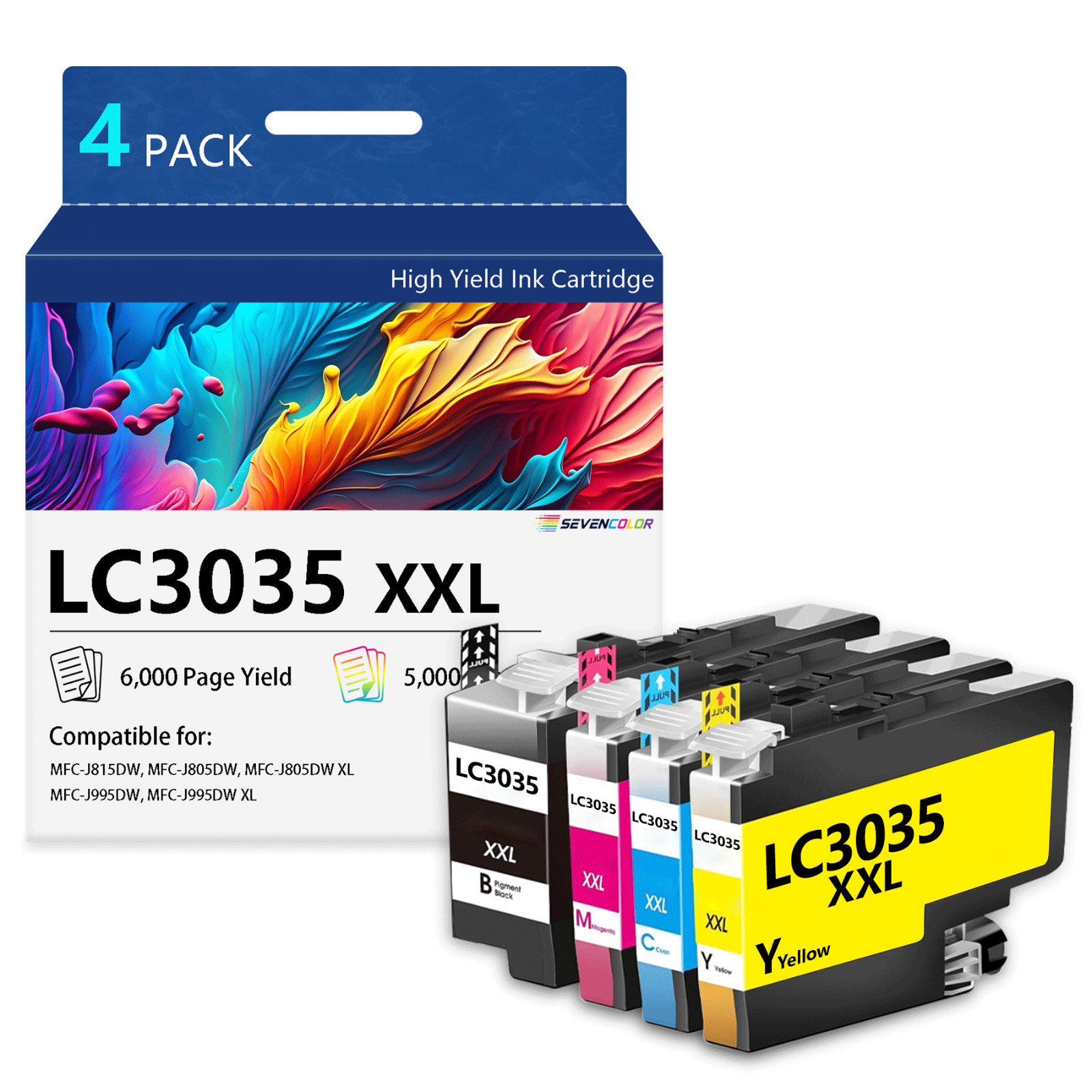 LC3035XXL Ultra High Yield Ink Cartridges (4-Pack, KCMY) | Work for MFC-J995DW