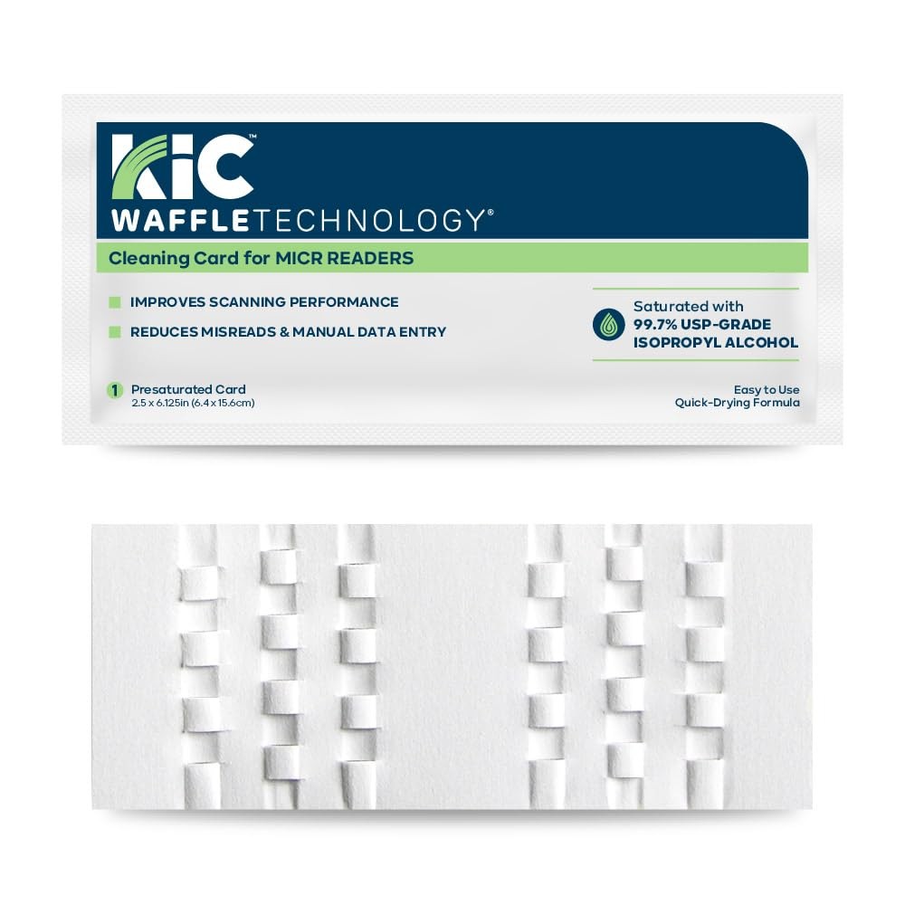 KICTeam - Cleaning Cards for MICR Check Readers (15 Cards) - Presaturated wit...