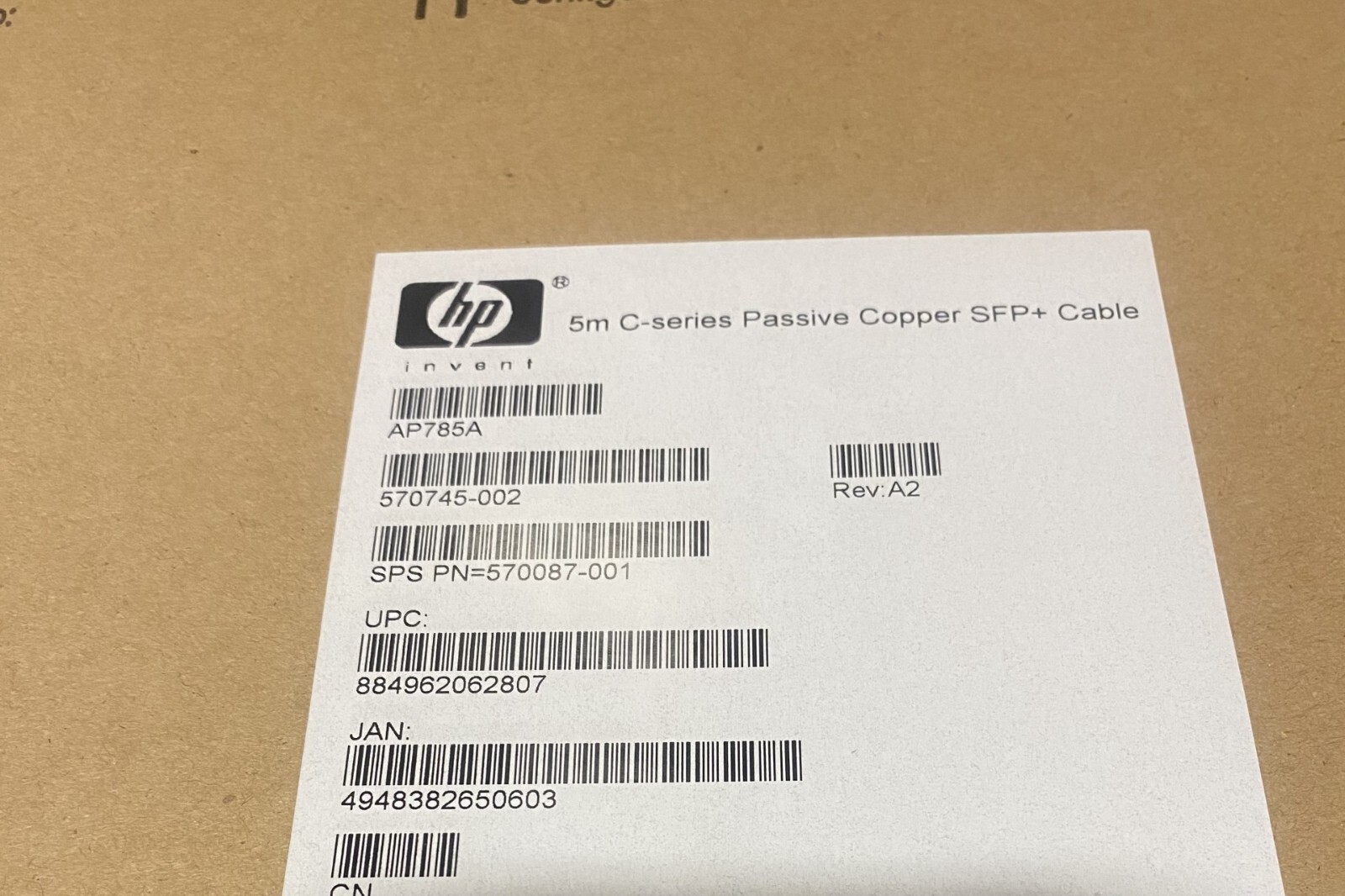 AP785A HP 5M C-SERIES PASSIVE COPPER SFP + CABLE