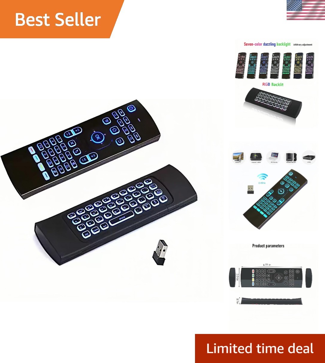 Multifunctional 2.4G Wireless Remote with 7 Color Backlight for Smart Devices