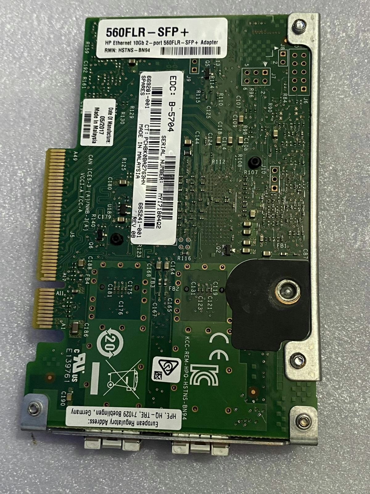 HPE HP 560FLR-SFP+ Dual Port 10GB SFP+ Network Card 665241-001 669281-001