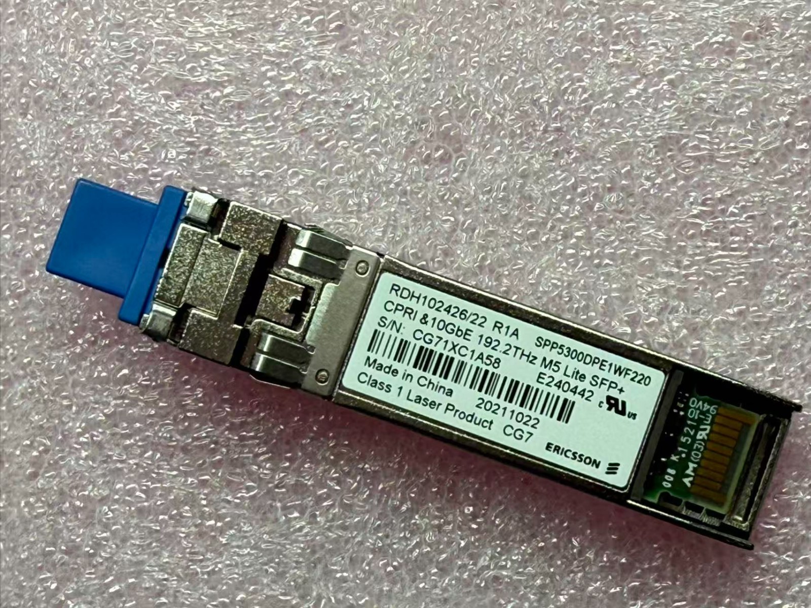 Ericsson RDH102426/22 SFP+ CPRI 10GbE DWDM 192.2THz LC Transceiver