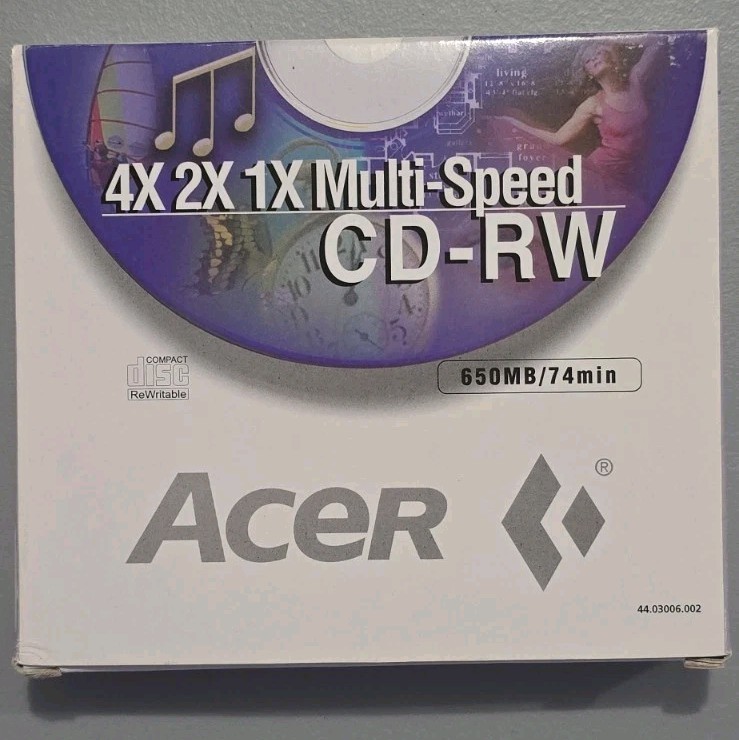 Vintage Acer CD-RW Disc – 650MB / 74min – 4X 2X 1X Multi-Speed – Sealed/New