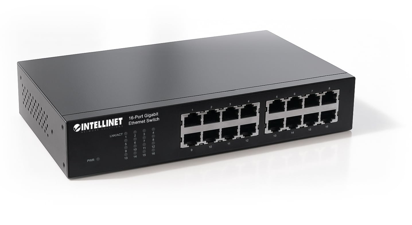 Intellinet 16-Port Gigabit Ethernet Switch, Fanless Design, 10/100/1000 Mbp