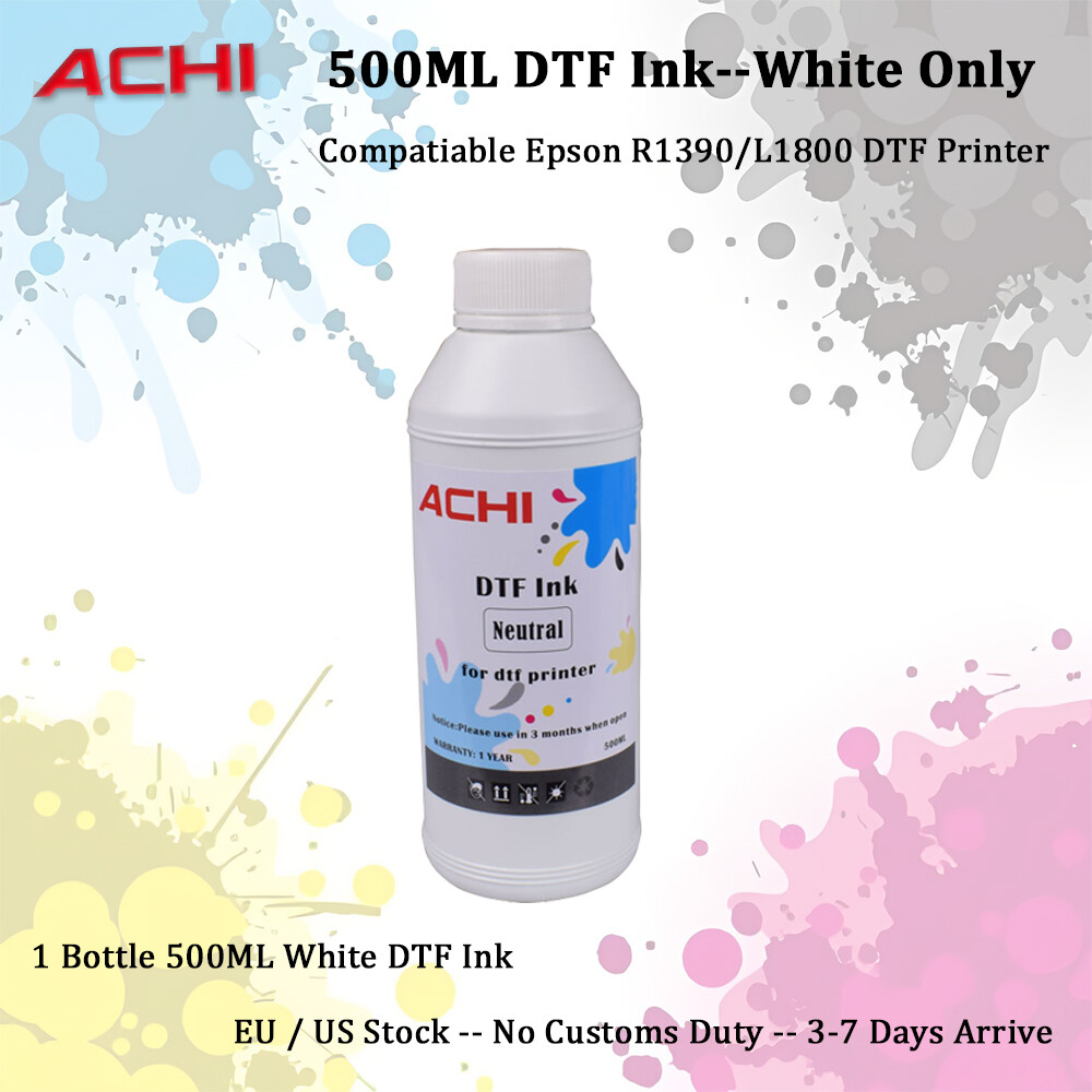 【IN US】ACHI 500ml White DTF INK For EPSON 1390 L1800 DTF Printer Only White Ink