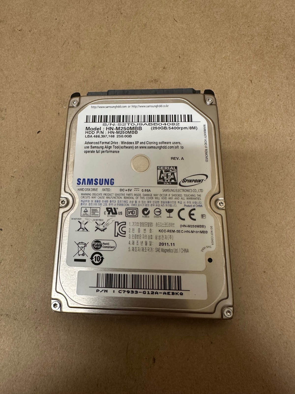 Samsung HN-M250MBB 250GB/ 5400RPM Hard Drive