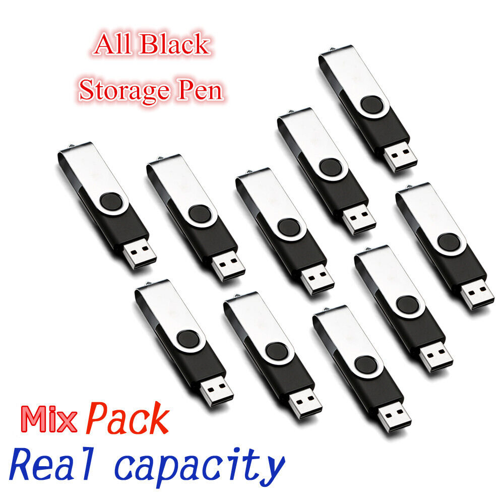 Lot ✔5X.10X,50X Bulk Black USB Flash Memory Stick Thumb Drive Storage Pen U Disk