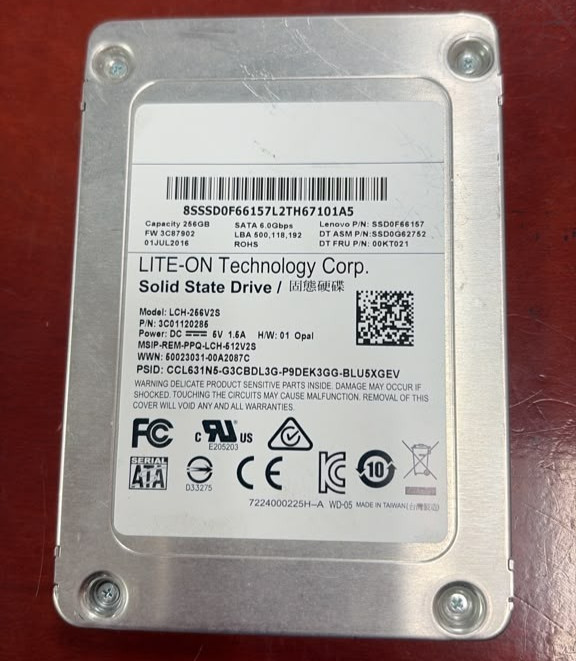 Lite-On LCH-256V2S  256GB 2.5" SATA SSD Solid State Drive. Working