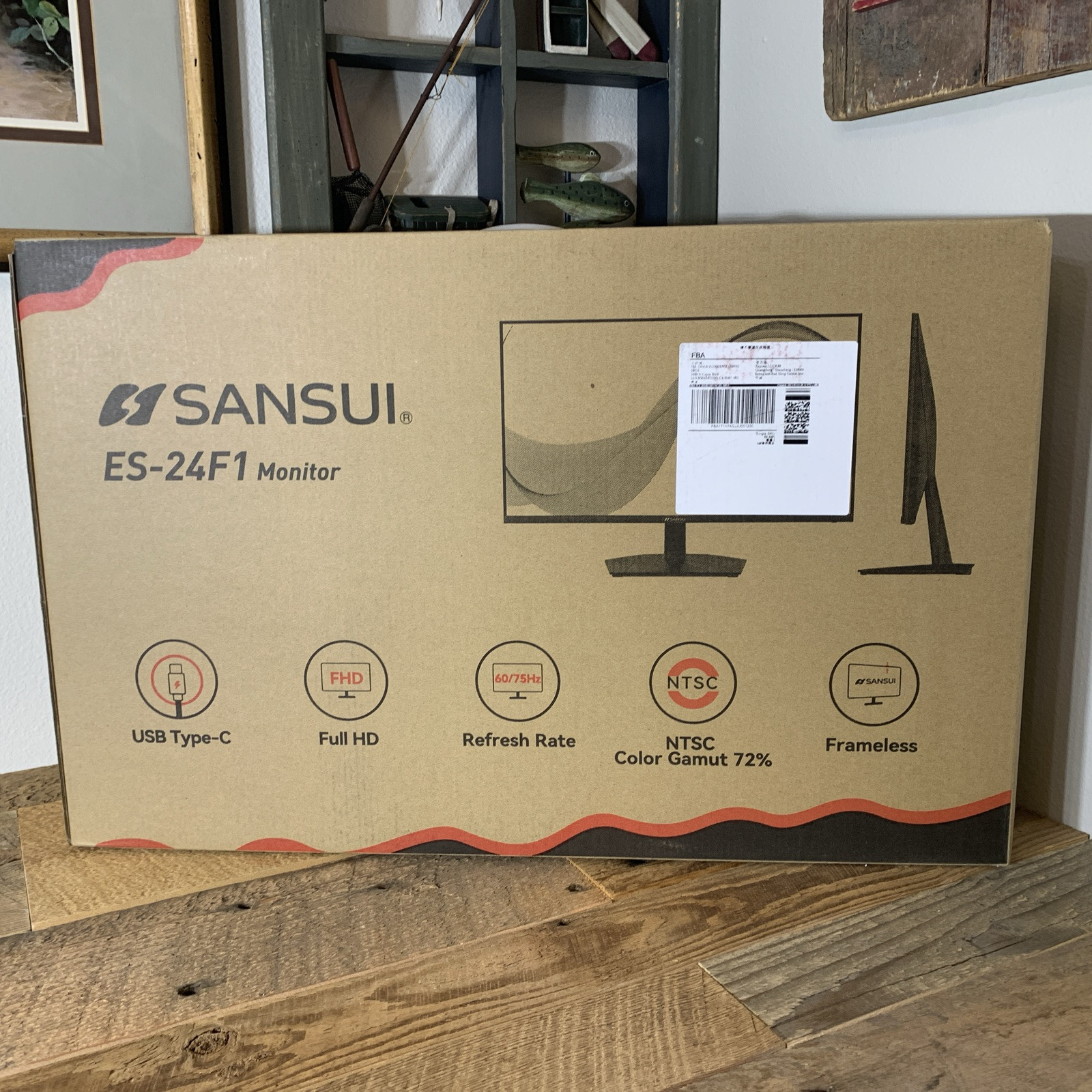 SANSUI ES-24F1, 24" 75Hz Full HD LED PC Frameless Monitor. USB Type C New In Box