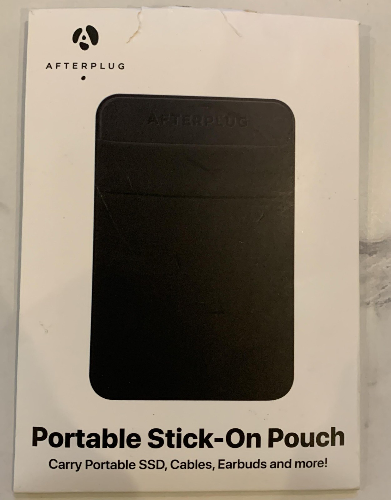 Afterplug Portable Stick-On Pouch Wallet Two-Pocket 5.1" x 3.4" Black Skyblue