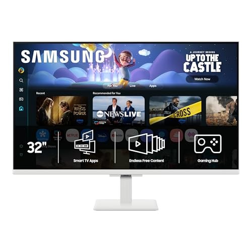 WHITE - SAMSUNG M5 M50F 32" HDR SMART MONITOR LS32FM503ENXZA