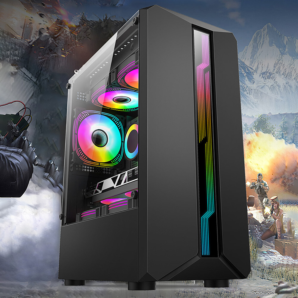 Micro ATX Gaming LED Glass Panel Computer PC Case AMD Intel Mid-Tower M-ATX ITX