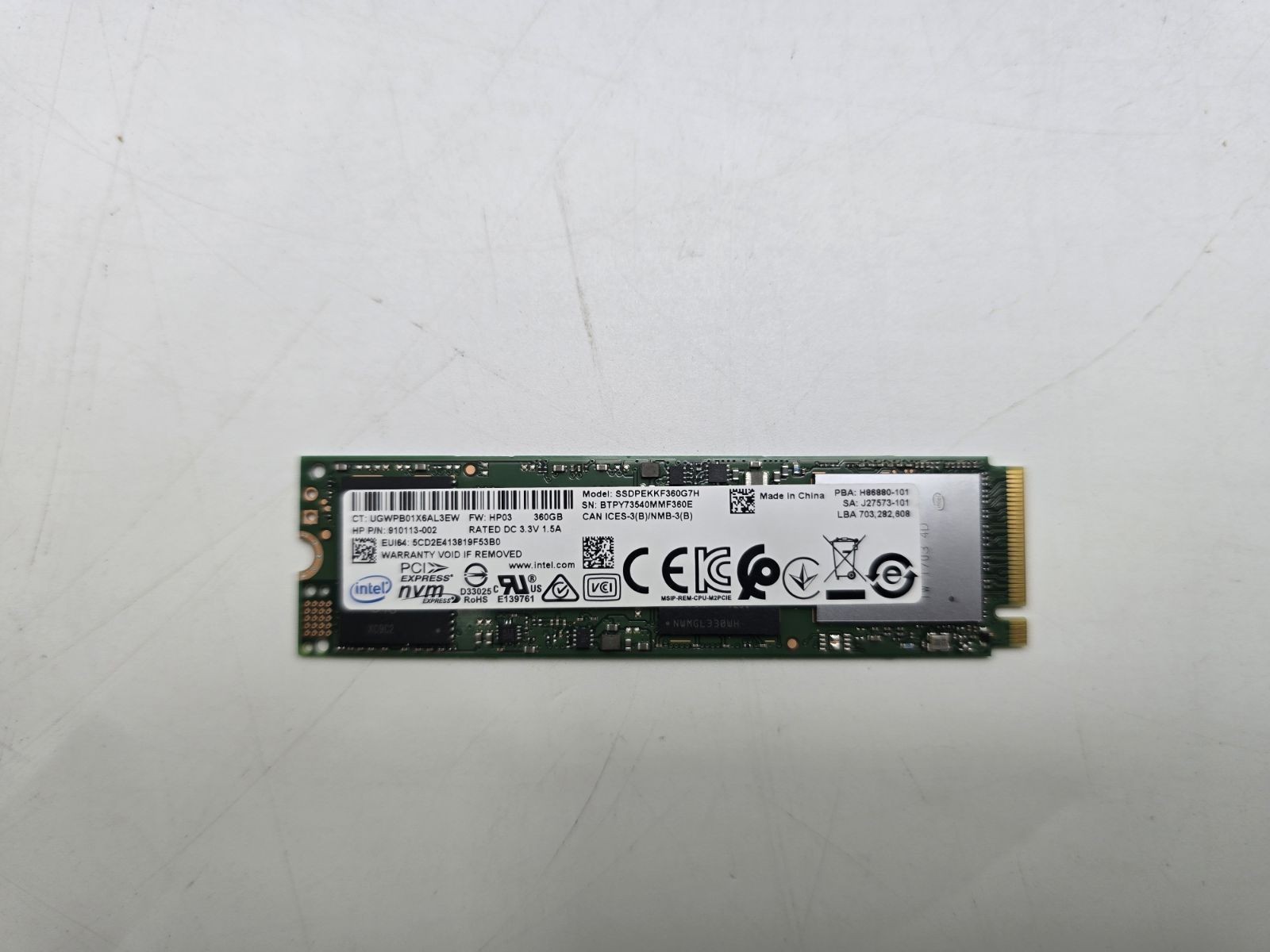 GREEN - INTEL 360GB TL PCIE NVME SSD DRIVE