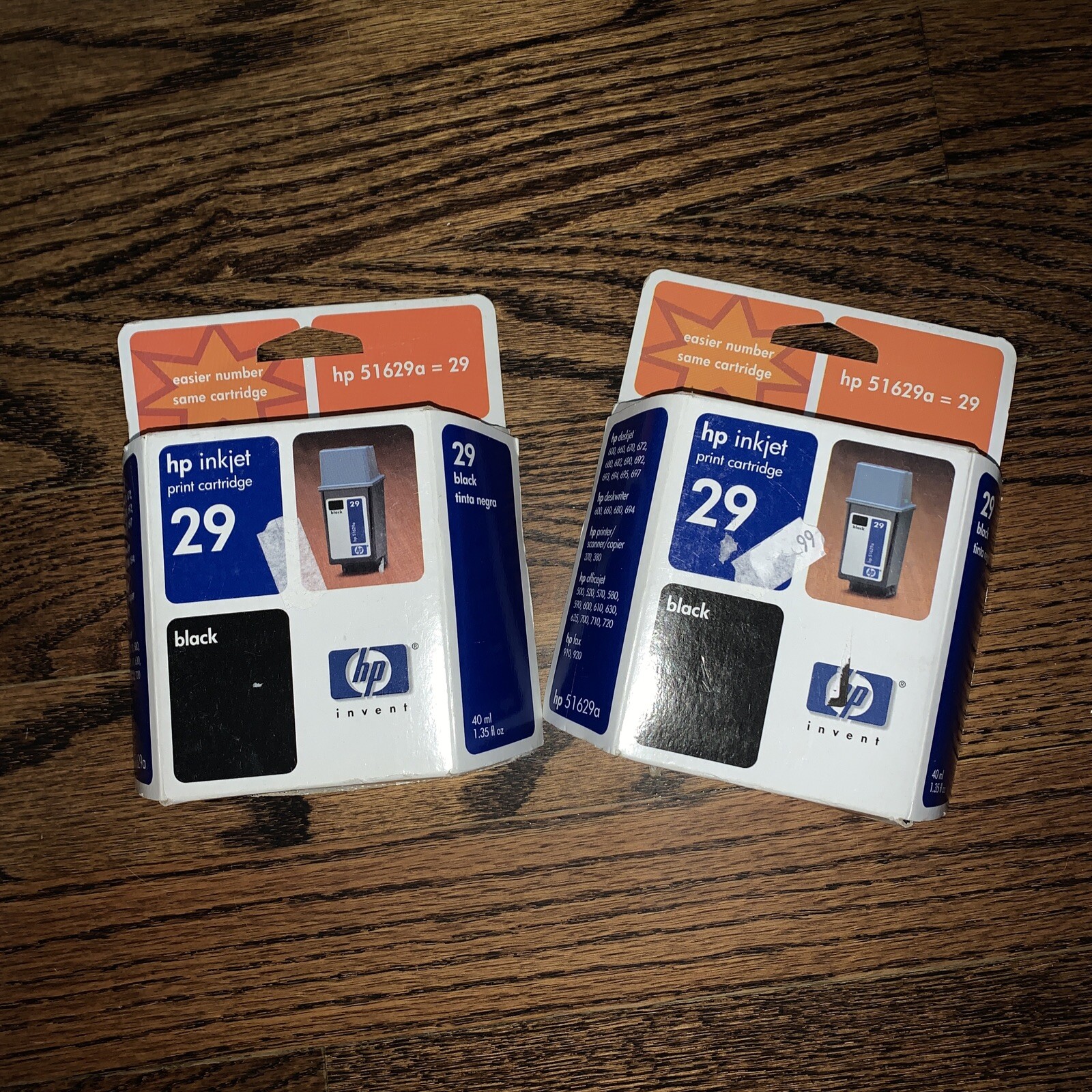 2 Sealed HP Hewlett Packard  Blk HP 51629A =29 Inkjet Print Cartridge Exp 9/2002