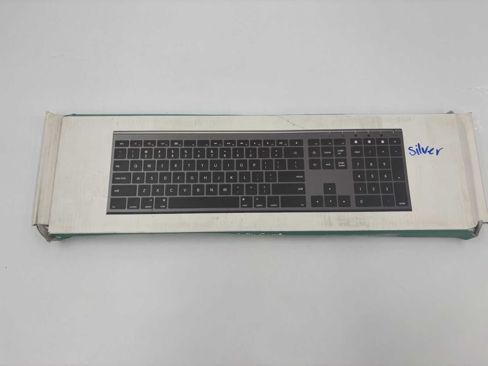 New Open Box Jelly Comb Keyboard Space Silver & White Rechargeable p