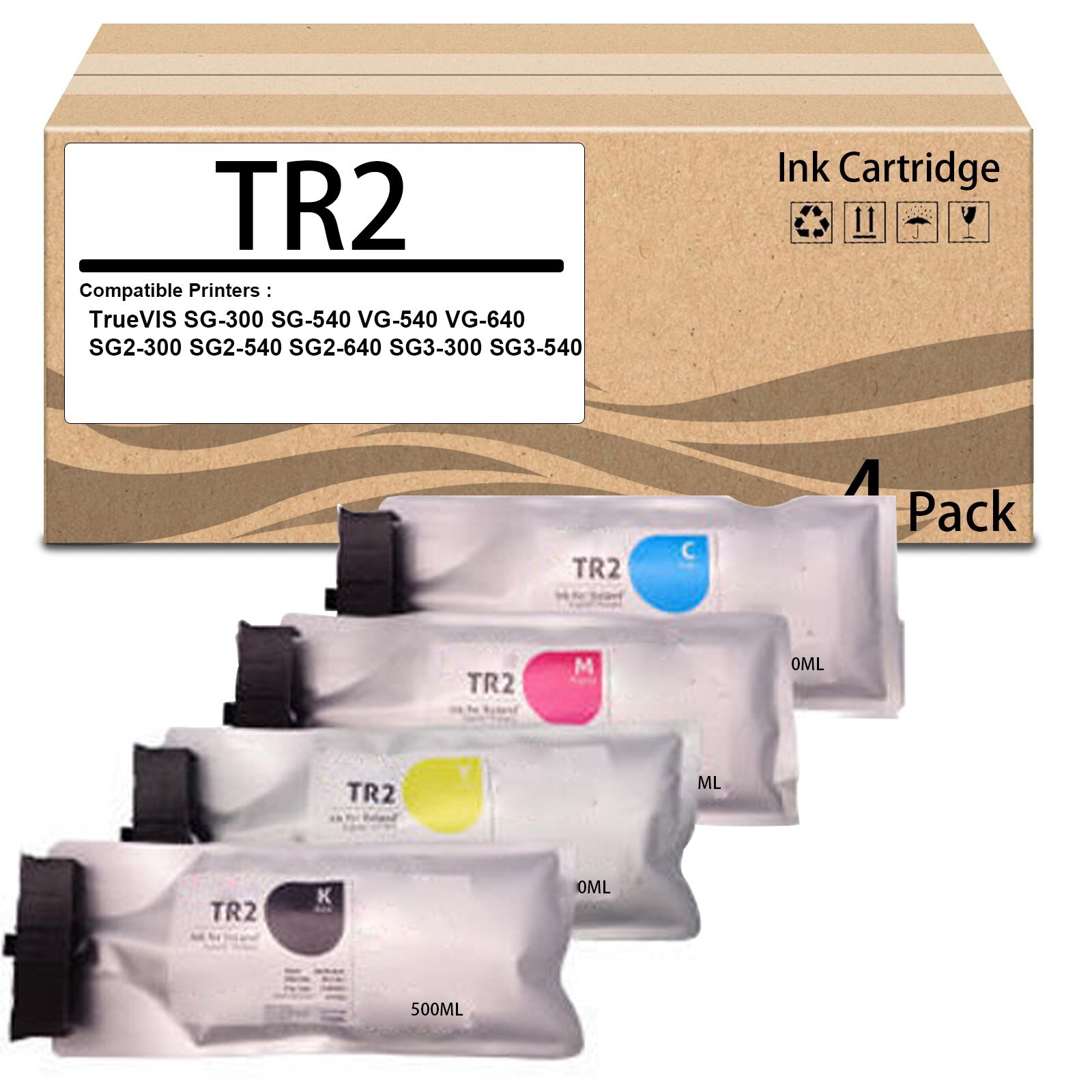 4 Pack TR2 Ink Cartridge for Roland TrueVIS TR2 SG-300 SG-540 SG2-300 SG2-540