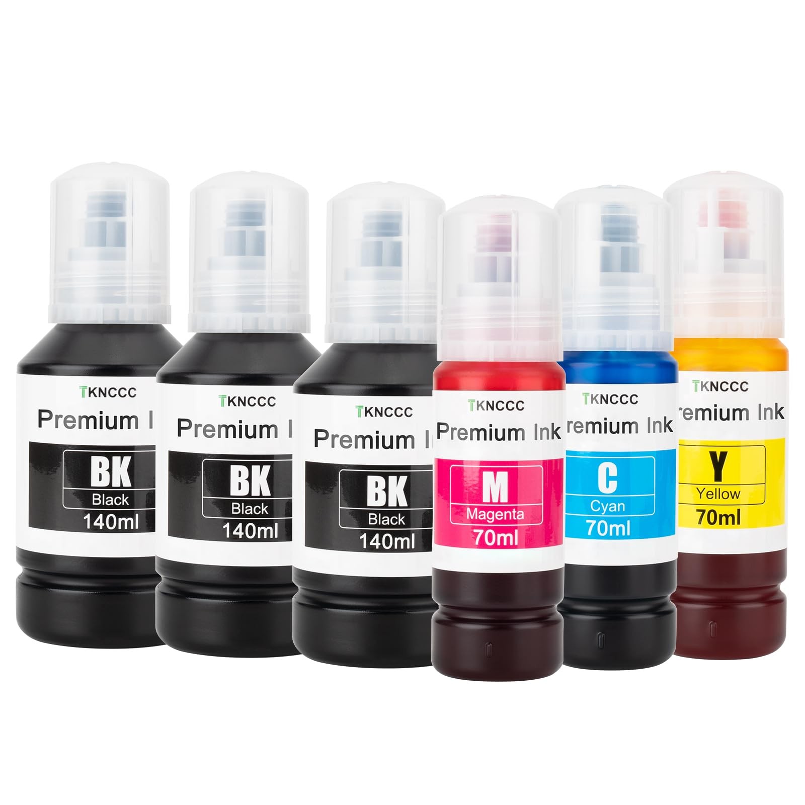 TKNCCC Replacement for T502 502 Ink Refill Bottles Compatible 3BK C M Y