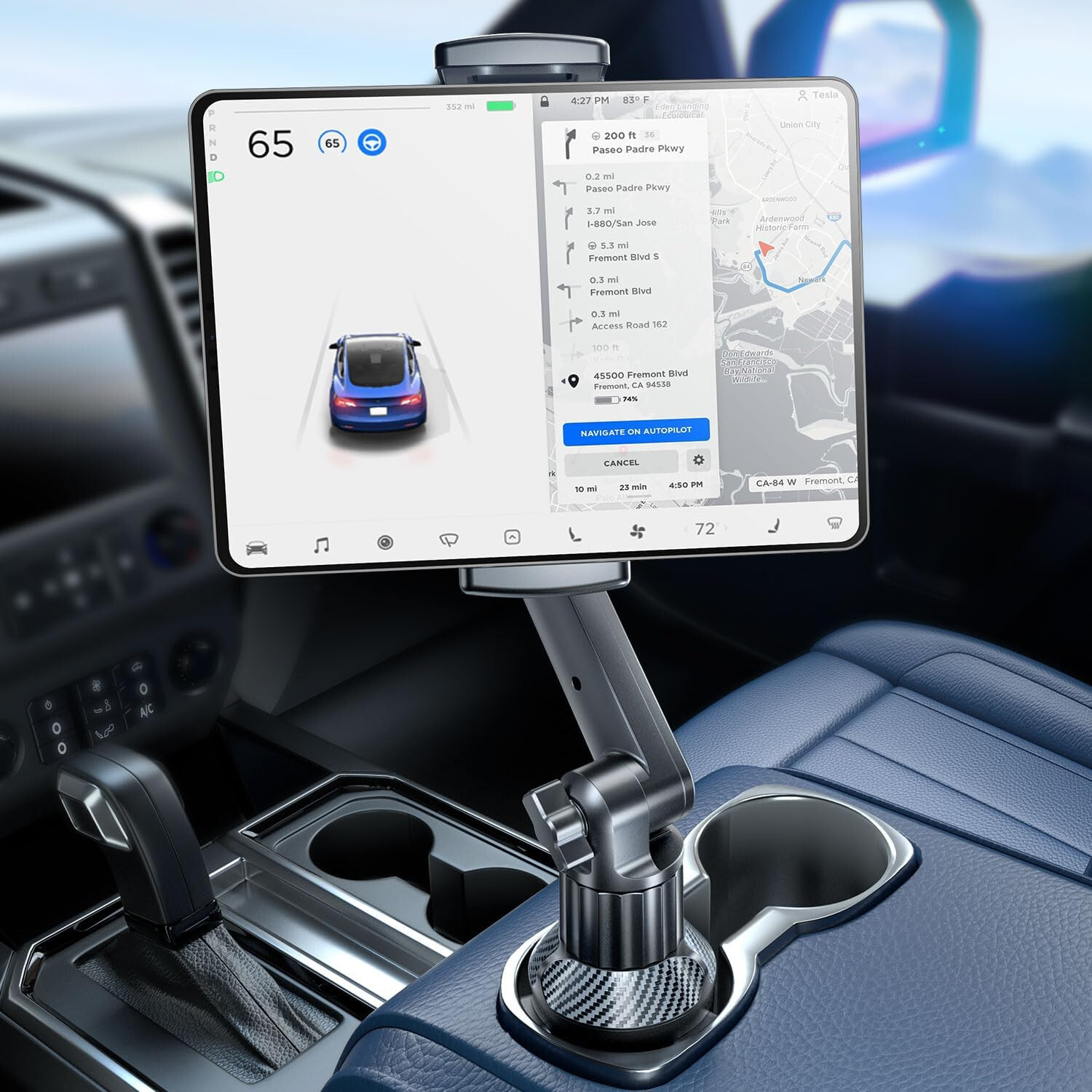 Car Cup Holder Tablet Holder 6-11in, Deep Clamp for Thick Case, 360° Rotate